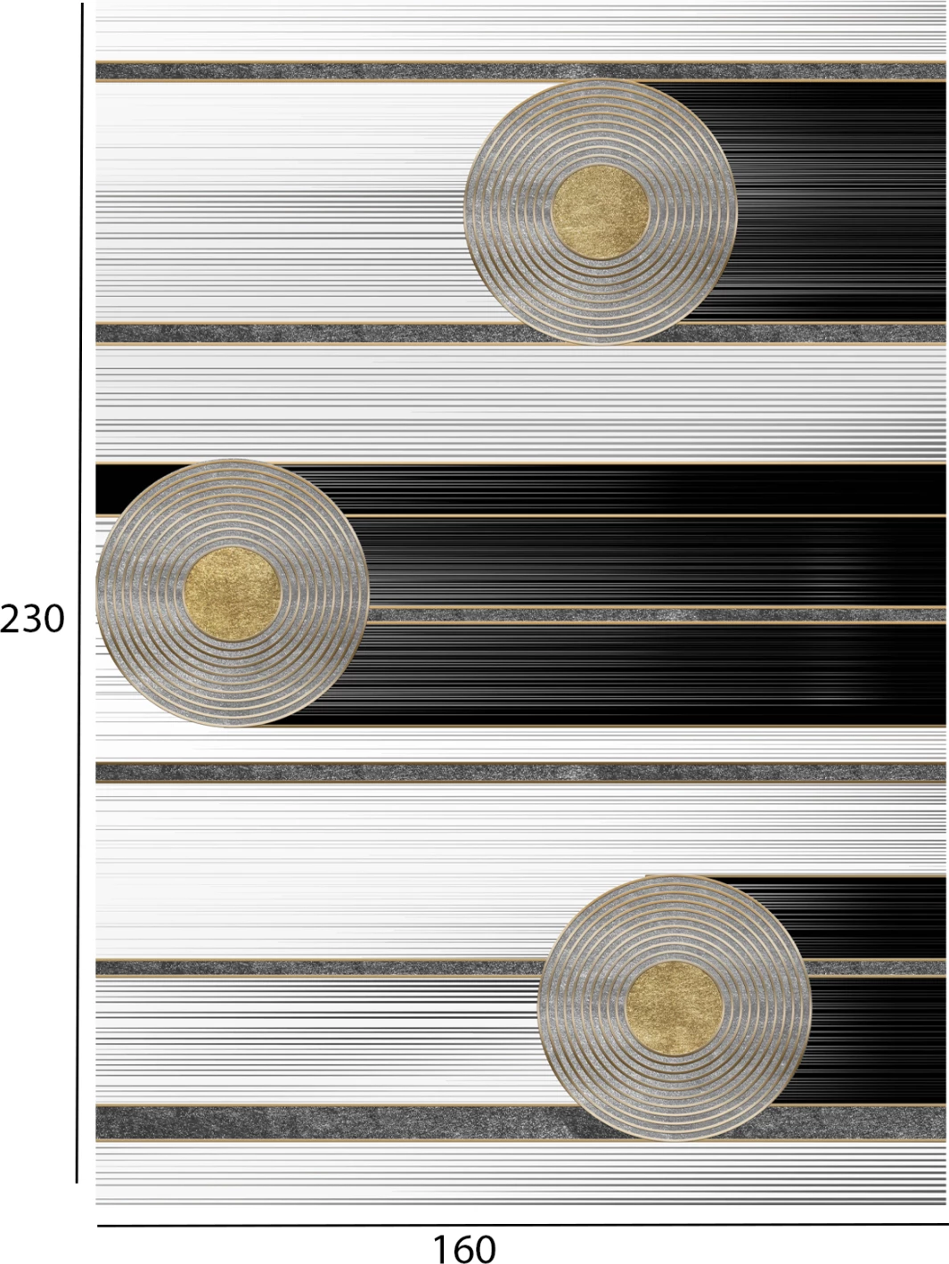 Preproga JOSIANE FH7675.24 160X230cm, beli-črni-zlati diski
