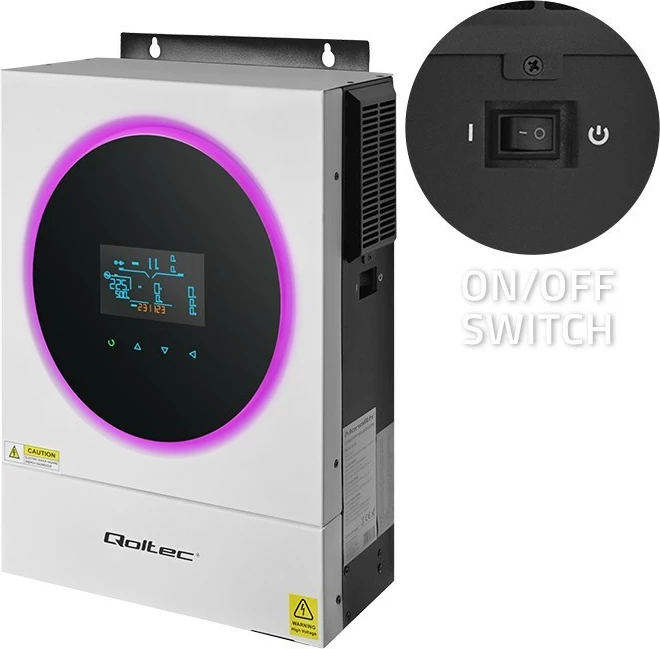 Hibridni solarni inverter 6kVA/6kW, MPPT 120A, Wi‑Fi, LCD, BMS, črno/belo, Qoltec 53873