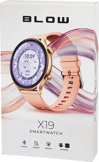 Pametna ura BLOW X19 Bluetooth, 1,46\", 230 mAh, 3 paščki, rožnata