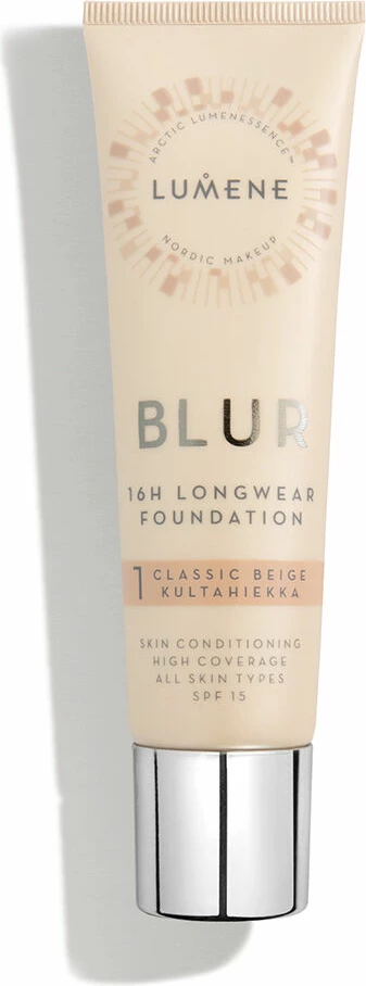 Tekoča podlaga, Lumene Blur 16h Longwear SPF15 1 Classic Beige 30 ml