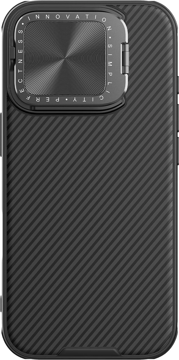 Ovitek za iPhone 16 Pro z zaščito kamere in držalom, Nillkin CamShield Prop, črn