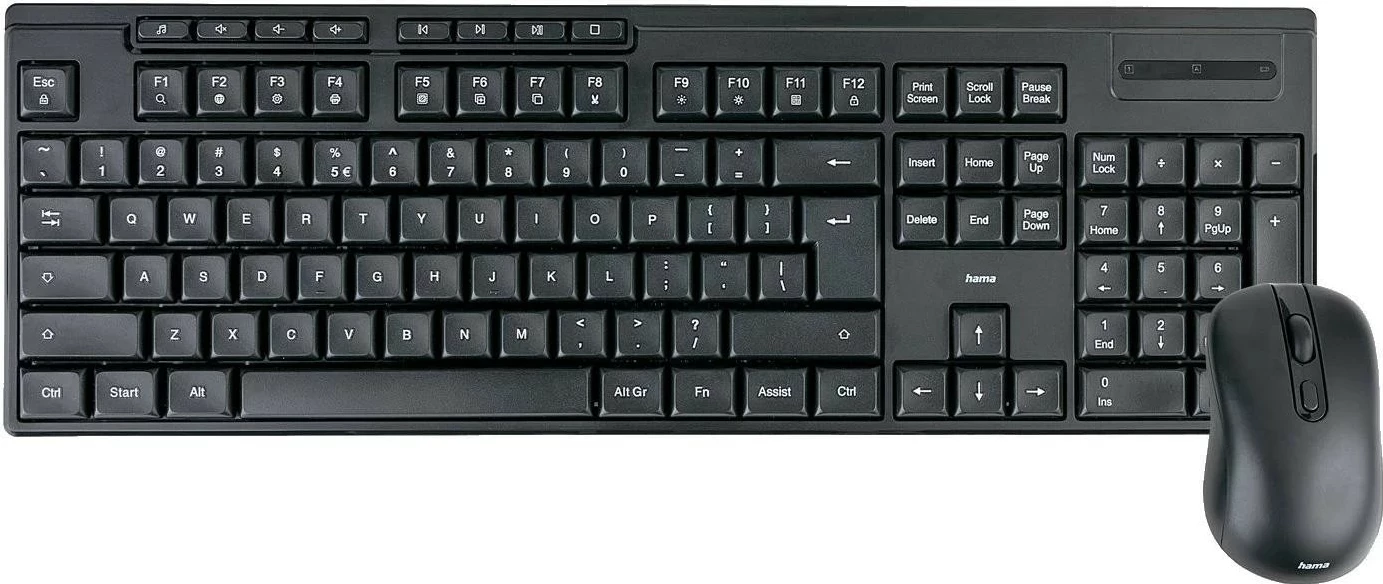 Brezžični komplet tipkovnice in miške Hama CK-200/WK-200/WKM-200, črn
