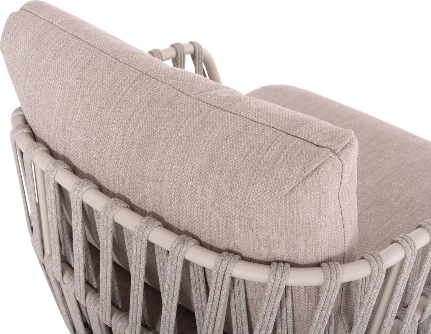 Zunanji vrtni garnitura 4-delna, kremno-bež, aluminij-čekan bež vrvica, OLEFIN blago & naravni TEAK les SABO FH6208.02