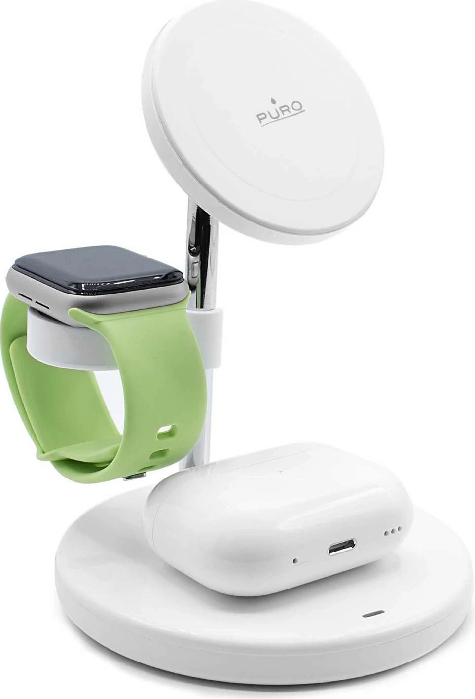 Brezžični polnilec 3-v-1 Mag Station Puro MagSafe, 15 W, bel