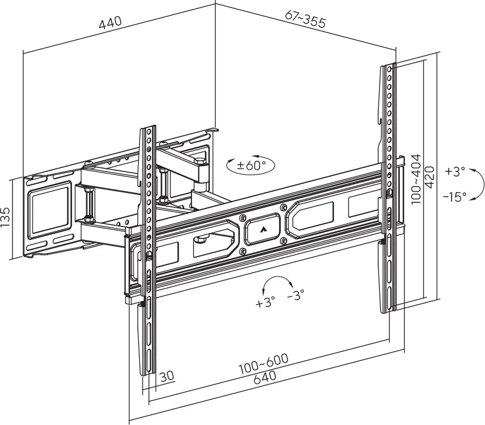 Nosilec za ukrivljene televizorje Maclean, 37–80 inčev, 40 kg, MC-710N