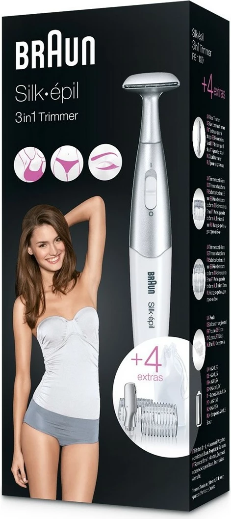 Precizni trimer za telo in obraz Braun Silk‑pil 3w1 FG 1100, srebrno/bele
