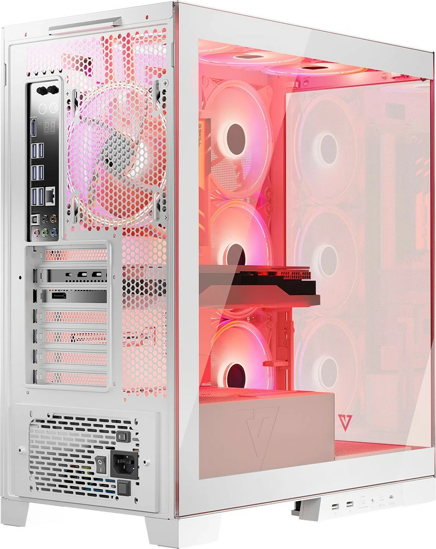 Ohišje MODECOM Volcano Space ARGB, Midi Tower, kaljeno steklo, belo
