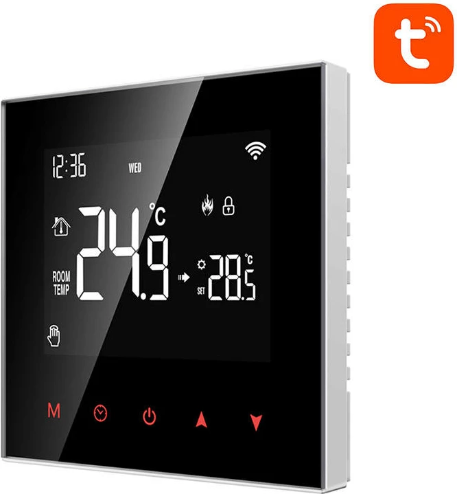 Pametni termostat za grelnike vode Avatto WT100, Wi-Fi, Tuya, črn