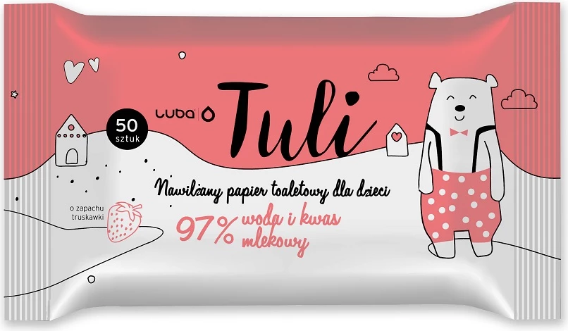 Vlažni toaletni robčki za otroke, Luba Strawberry, 50 kos