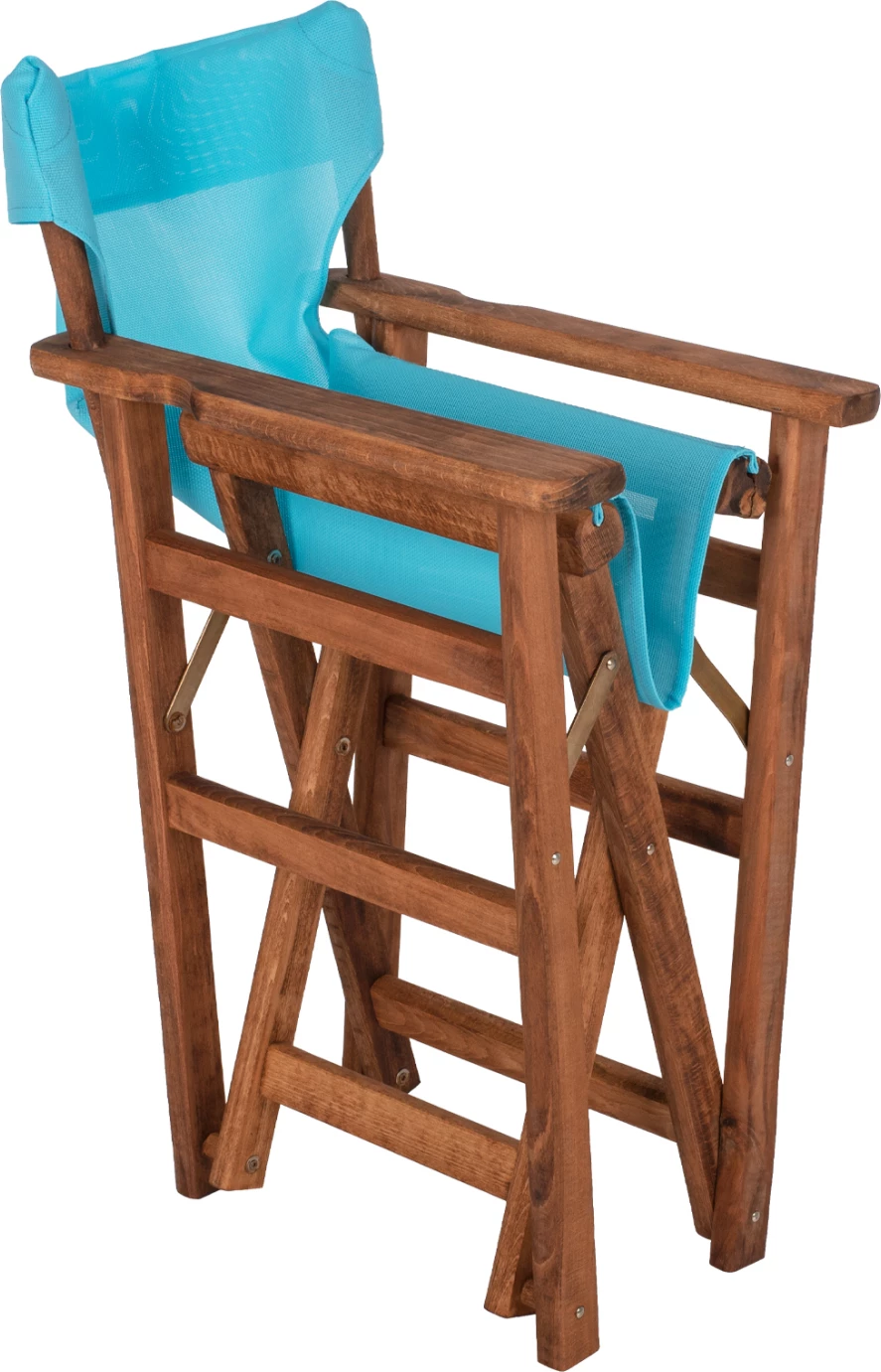 Režiserski stol LIMNOS FH10368.08 v barvi oreha in nebesno modrem textilenu 57x54x88,5 cm