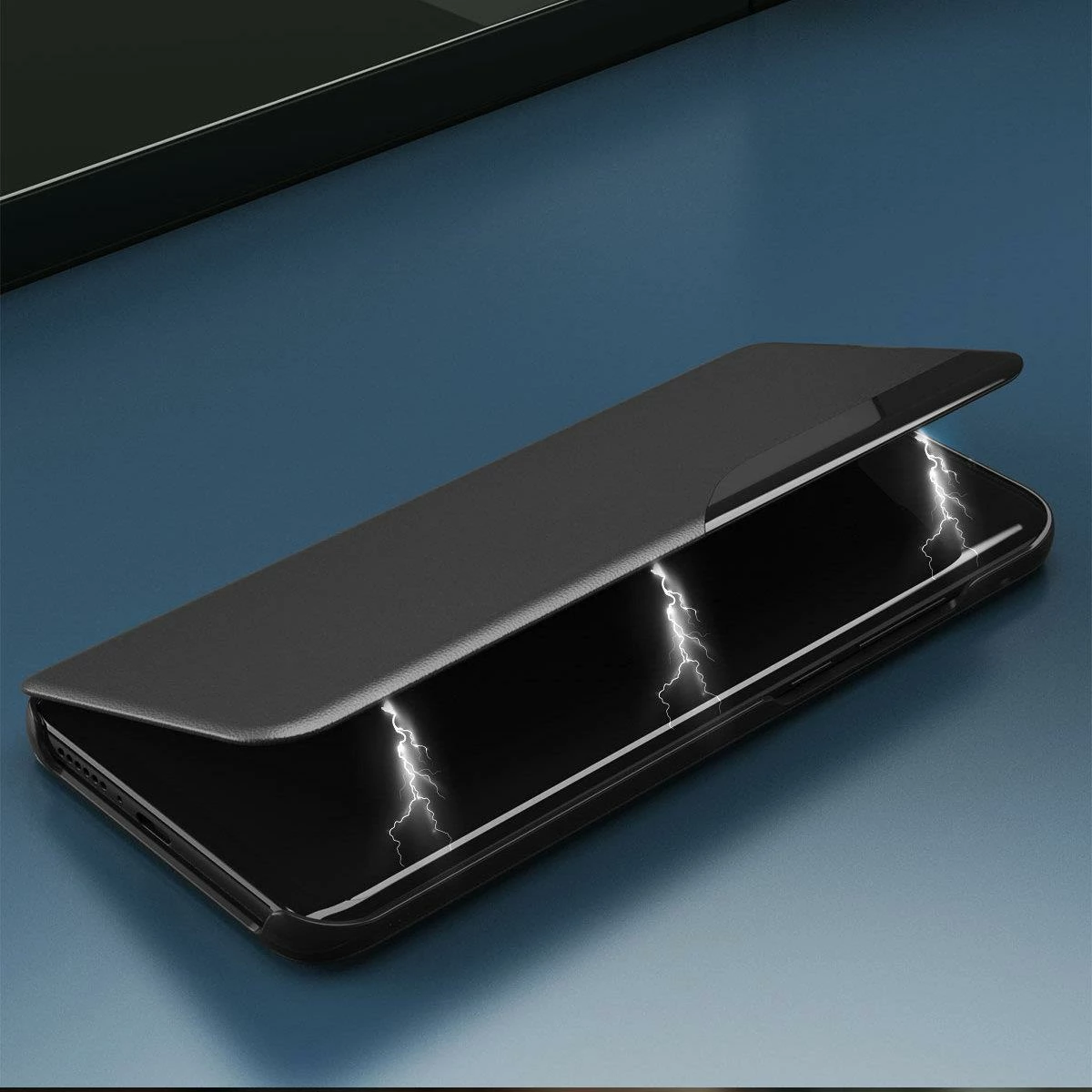 Etui za Samsung Galaxy A73 Hurtel Eco Leather View, pokrov in stojalo, rdeč