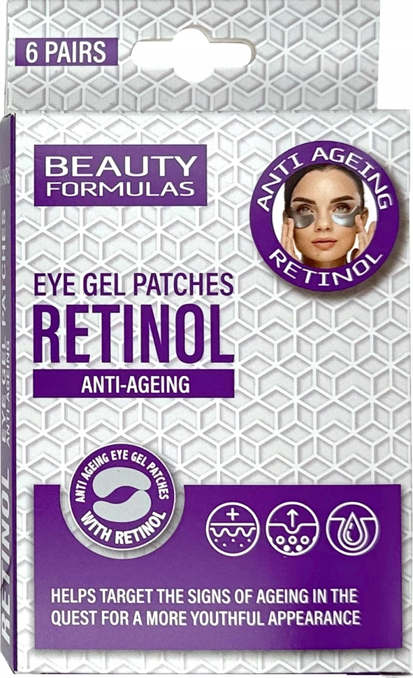 Obliži za podočnjake z retinolom, Beauty Formulas Retinol Anti-Ageing, za ženske, 6 parov