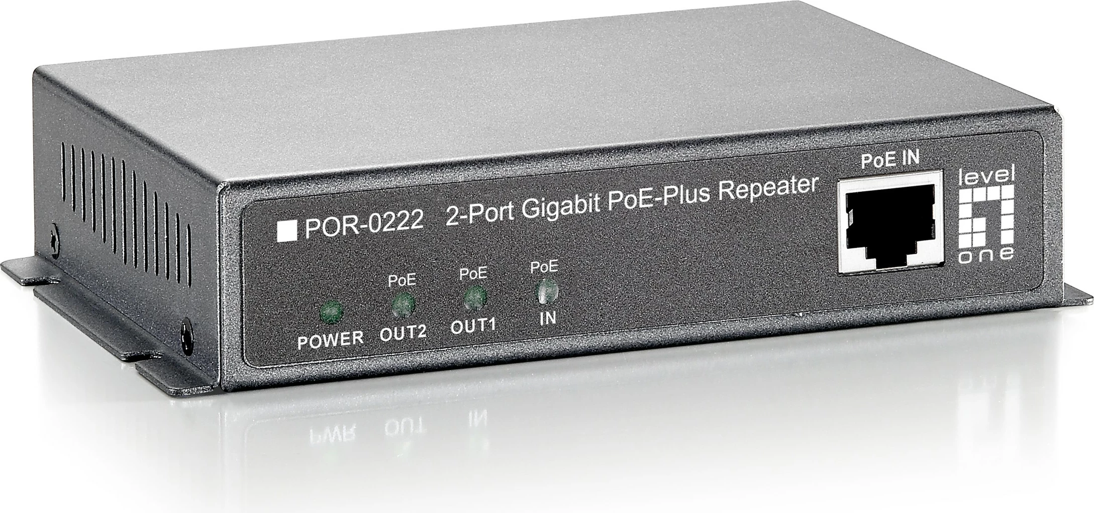 Repeater omrežja, Gigabit PoE, 2x PoE izhoda, črn LevelOne POR-0222