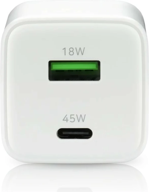 Stenski polnilec everActive SC-450Q, 45W, 1x USB, 1x USB-C, bel