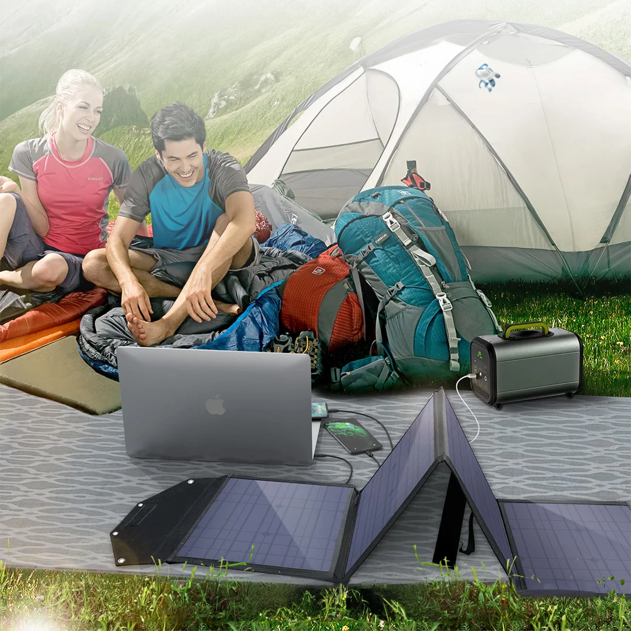 Zložljiv sončni polnilec Choetech SC009-V2, 100 W, 2x USB-A, USB-C, črn