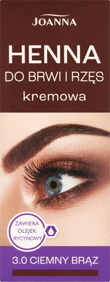 Kremasta henna za obrvi in trepalnice 3.0 temno rjava, Joanna, 15 ml, za ženske