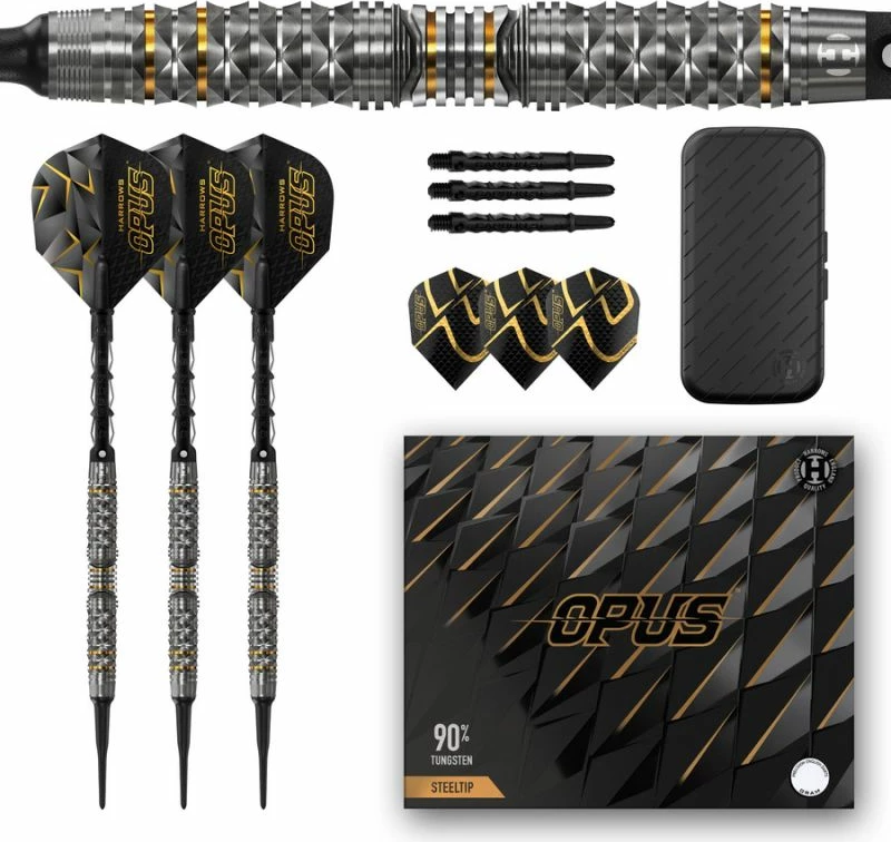 Softip puščice, Harrows Opus 90% tungsten, črne, uniseks