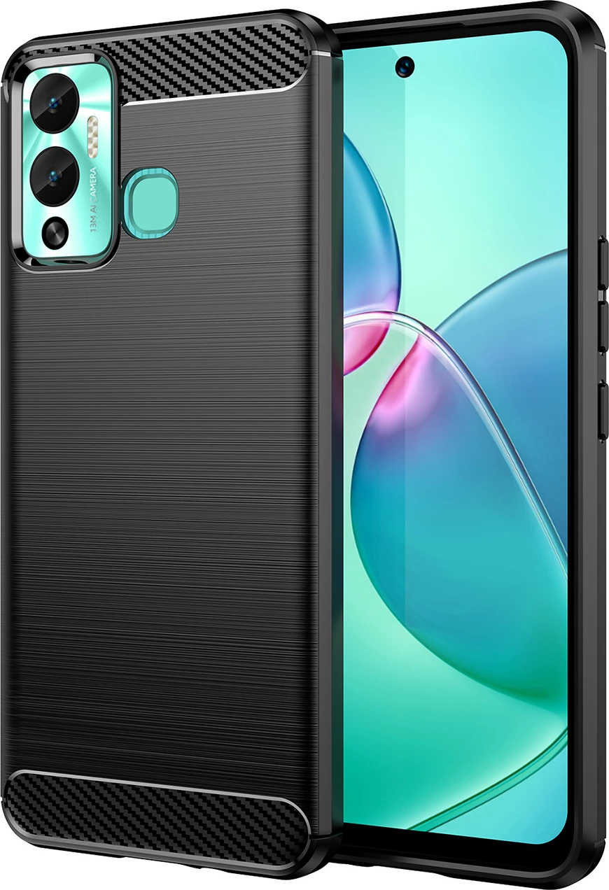 Ovitek za telefon Carbon Case za Infinix Hot 12 Play / Hot 12 Play NFC, Hurtel, TPU, črn