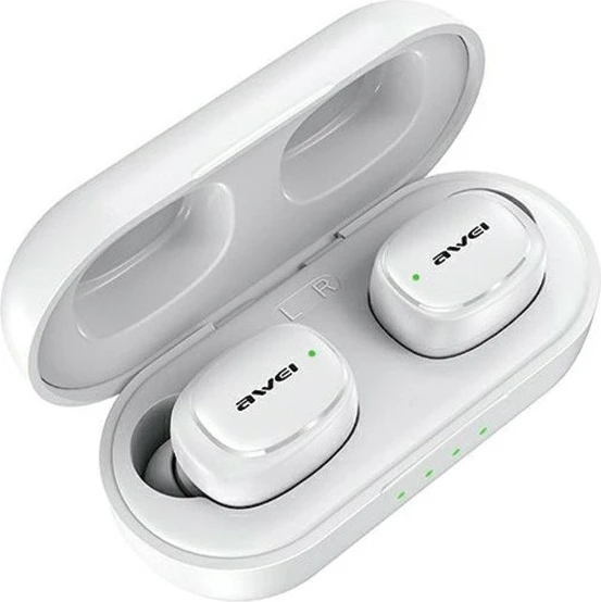 Brezžične slušalke TWS AWEI T13 Pro, Bluetooth 5.1, s polnilno postajo, bele