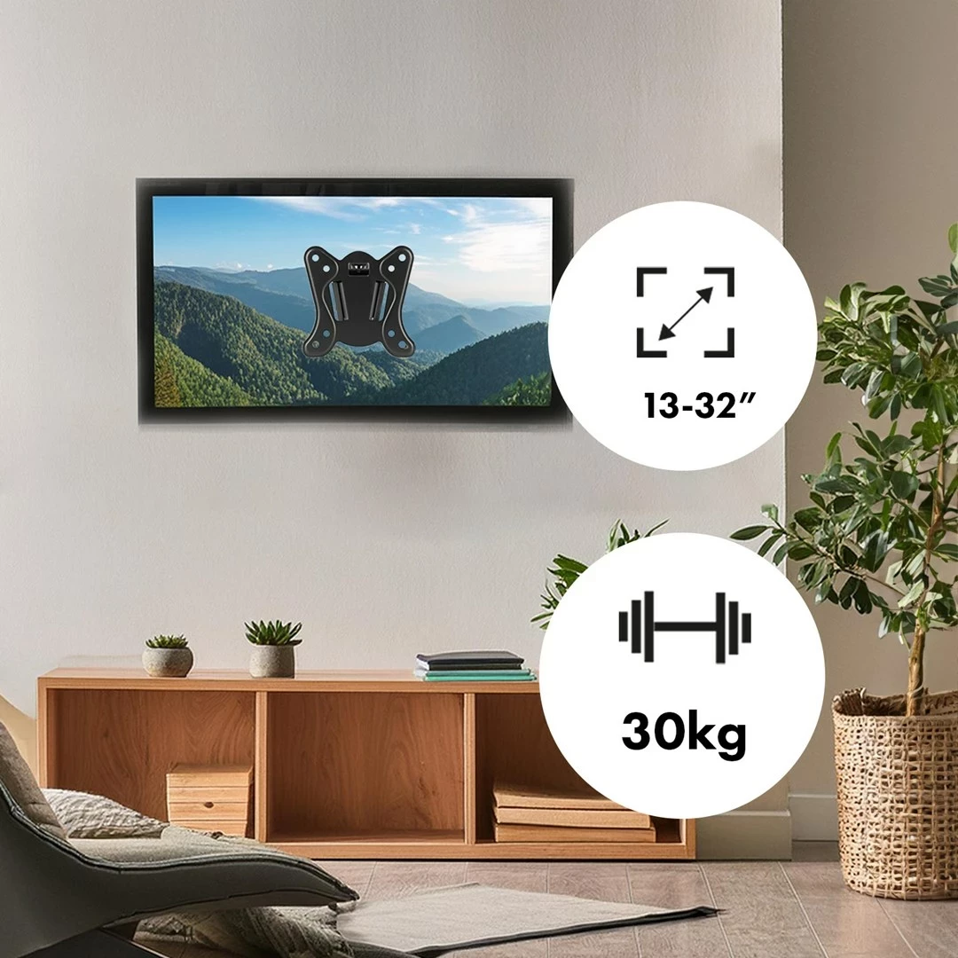 Stenski nosilec za TV/monitor Maclean MC-416, 13"–32", črn
