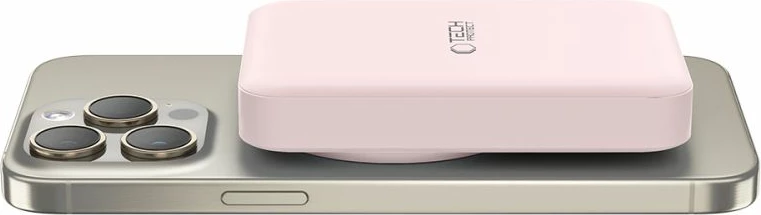 Zunanji akumulator 10000 mAh, MagSafe, USB-C, rožnat z USB-C kablom Tech‑Protect LifeMag PB11