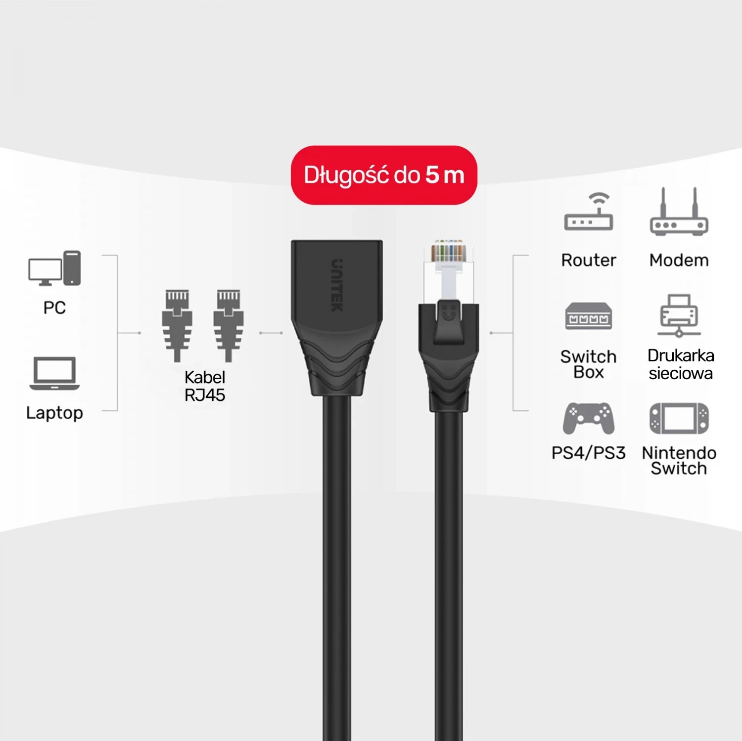 Mrežni kabel Unitek UTP MF, 3 m, črn