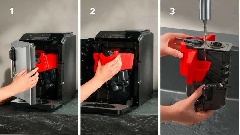 Avtomatski aparat za espresso Siemens TF303E01 EQ300, 1,4 L, z mlinčkom, črno/srebrn