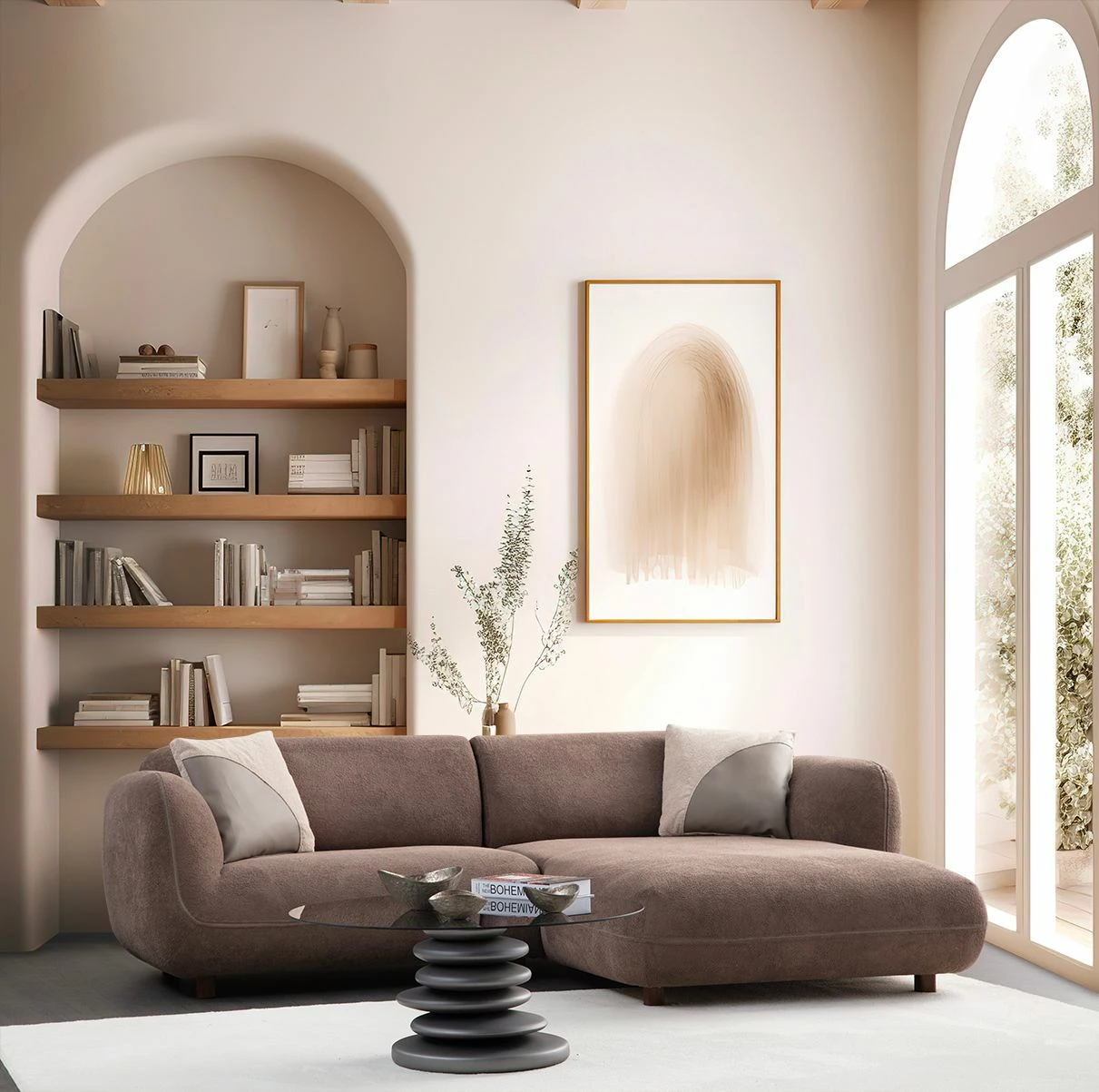 Kotna sedežna garnitura Pavia, rjava, Atelier del Sofa, 250 x 170 cm