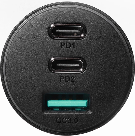 Hiter avto polnilec, Joyroom JR-CL26, 70W, 3 vhodne vtičnice (USB, 2x USB-C), črn