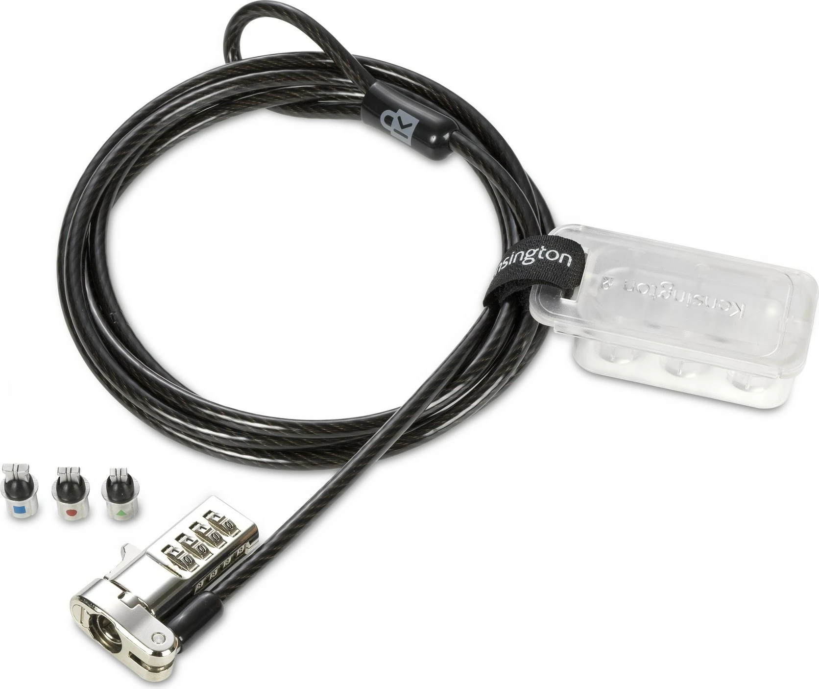 Kombinacijska ključavnica Kensington Universal 3-v-1, 1,8 m, ogljikovo jeklo, črna