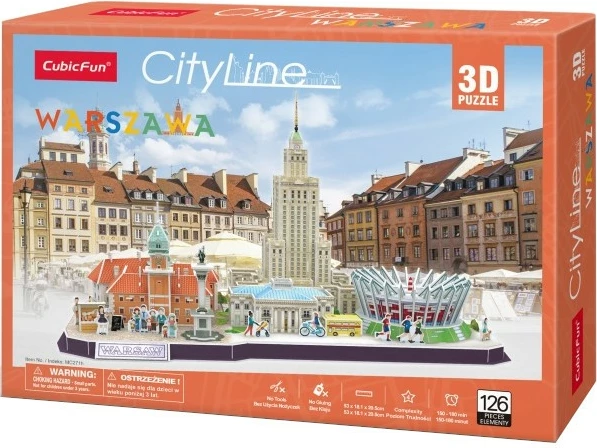 3D sestavljanka Cityline Varšava, 126 kosov, Cubic Fun