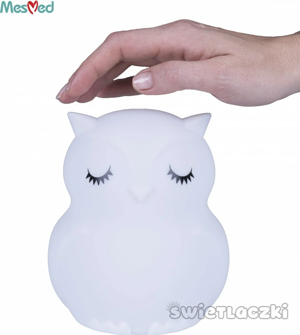 Nočna svetilka iz silikona v obliki sove Mesmed MM013, z daljinskim upravljalnikom, LED, bela