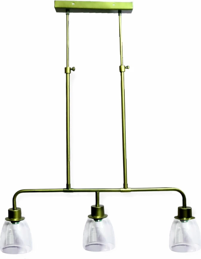 Stropna svetilka Cloche, železo v barvi starinskega zlata, prozorno steklo, 90x17x90 cm