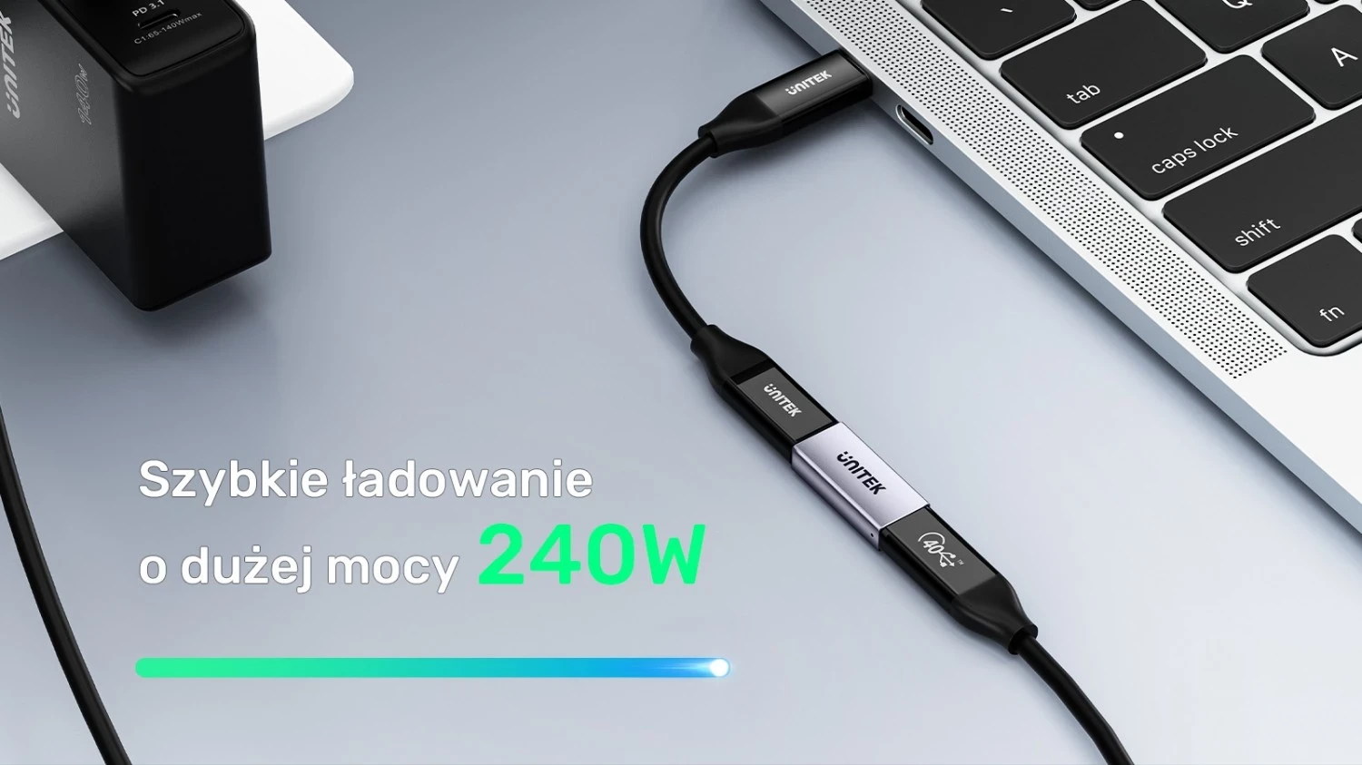 Kabel za povezavo USB-C na USB-C, 8K 40Gbps 240W, srebrn - Unitek