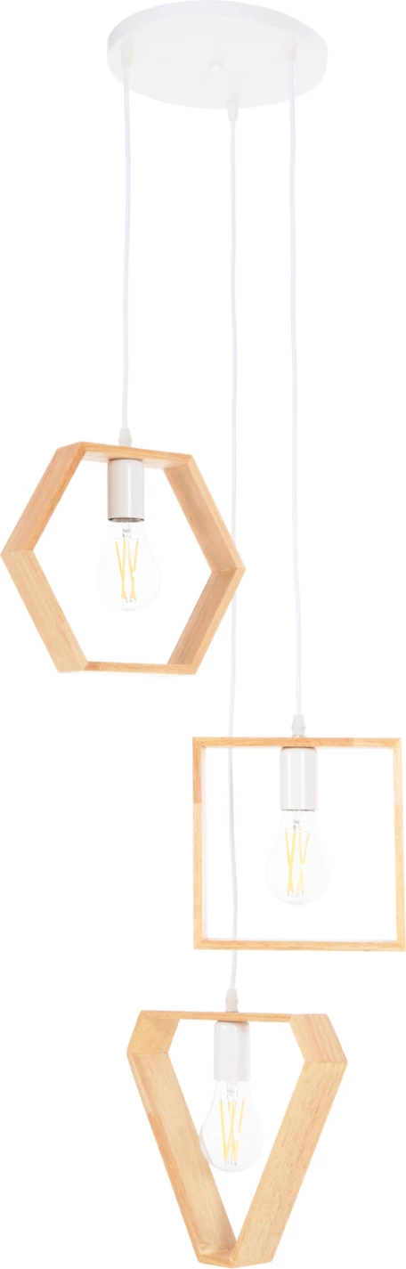 Stropna viseča svetilka FH4072 3-lučna lesene geometrijske oblike