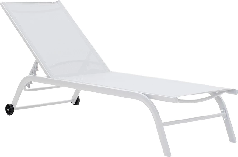 Ležalnik, aluminij bel, tekstilen bel Jaipur