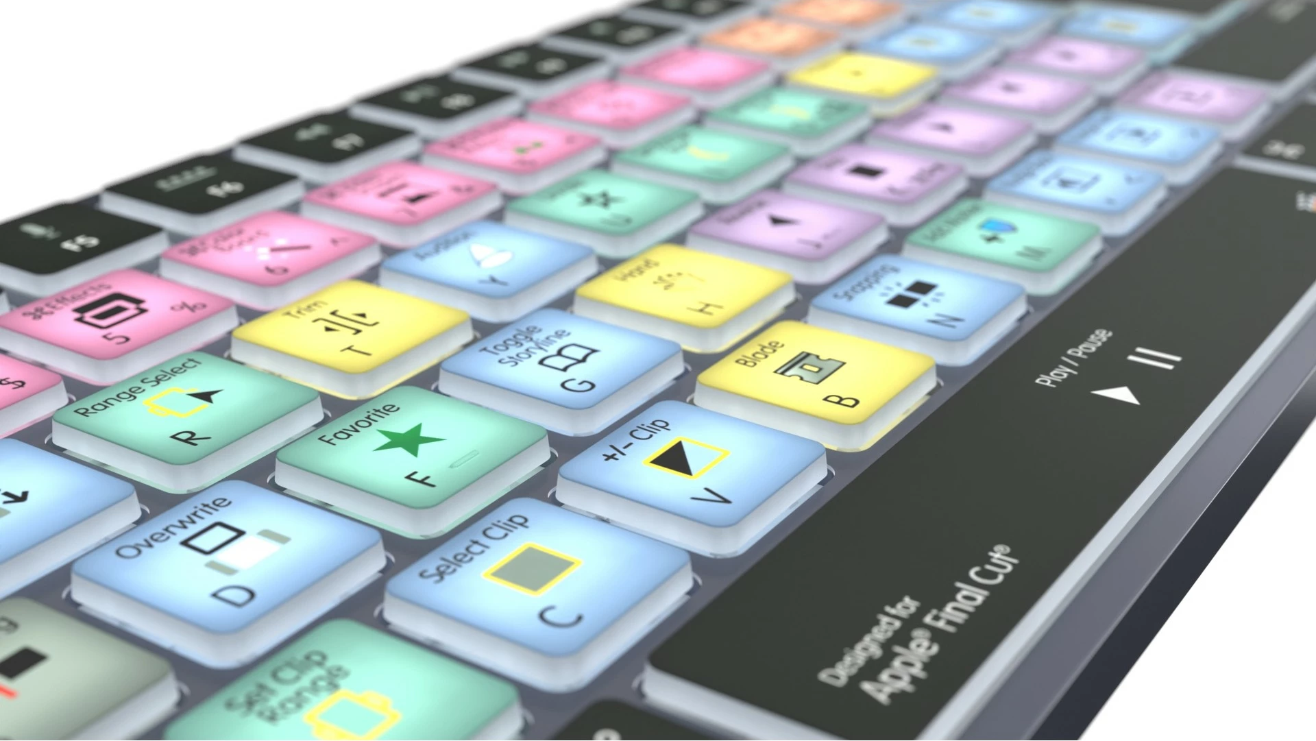 Računalniško ohišje, brezžično, Bluetooth, polne velikosti, osvetljeno, za Final Cut Pro, titan Logickeyboard LKB-FCPX10-TM-UK