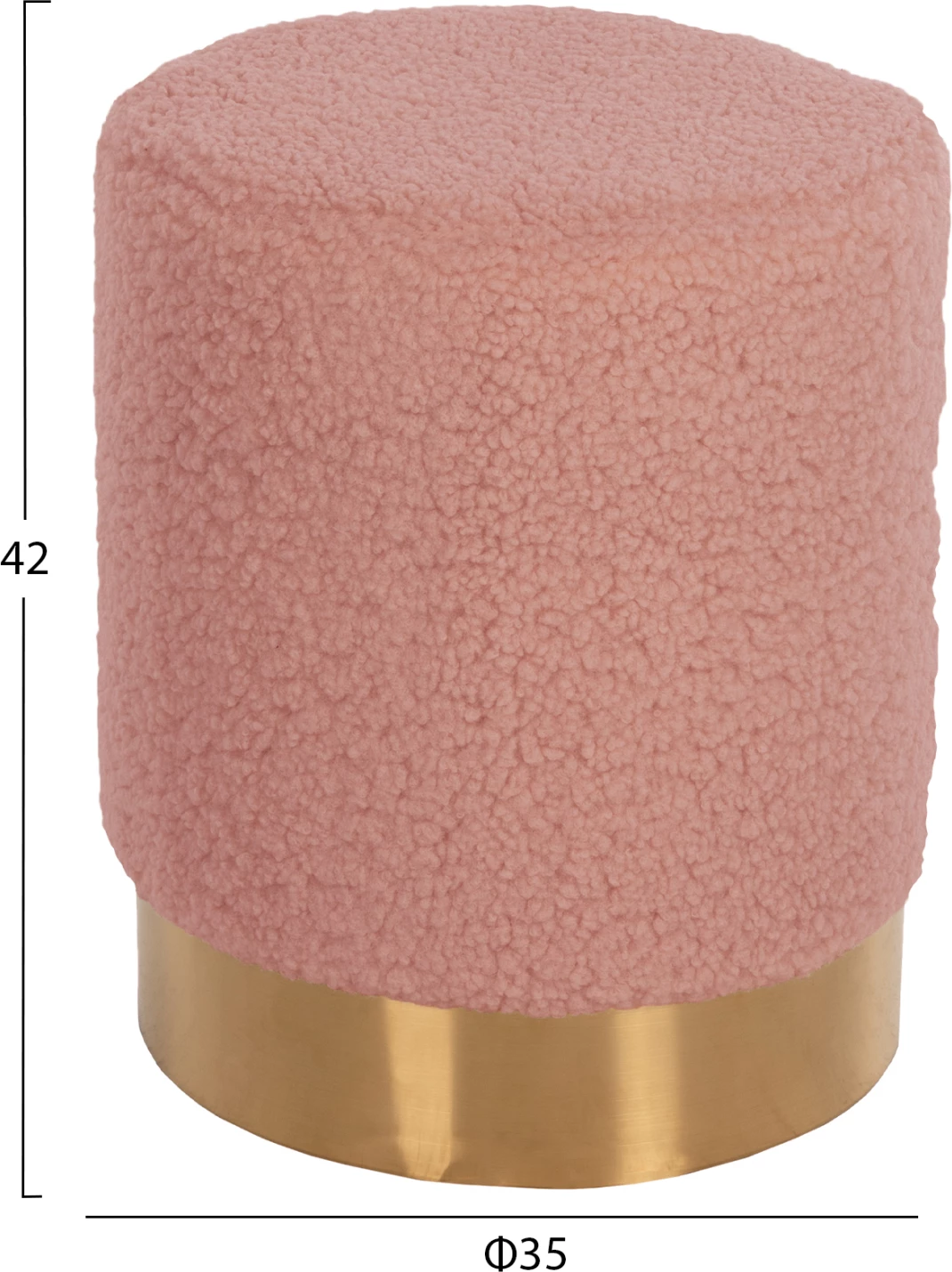 Stolček LEVY FH8408.22 iz boucle tkanine v prašno roza barvi-zlata osnova Φ35x42Hcm