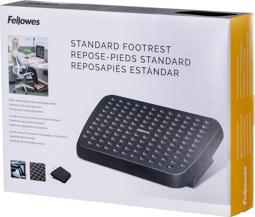 Ergonomski naslon za noge za pisarno Fellowes, črn