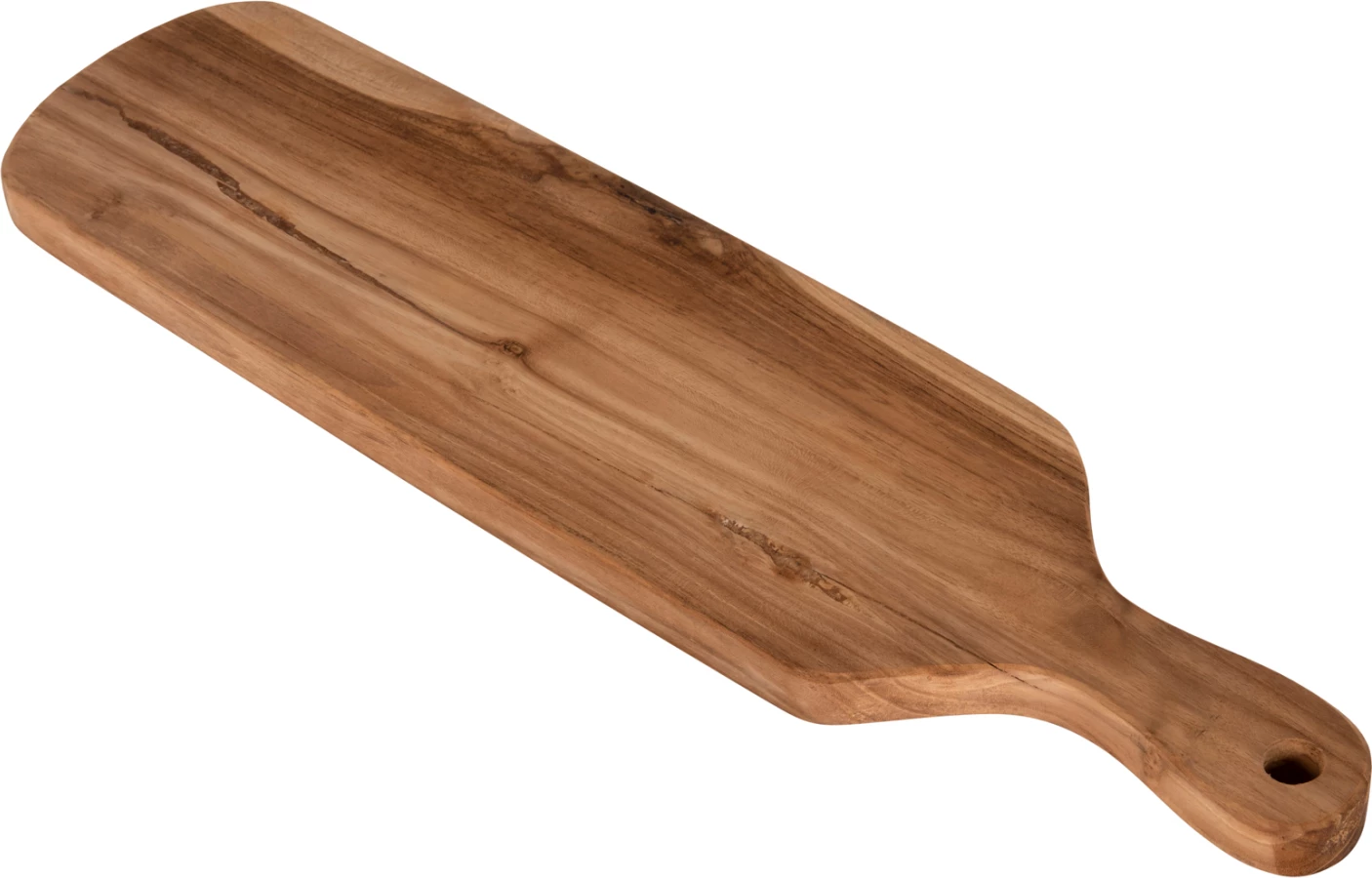 Deska za rezanje za kuhinjo FH4285 iz tikovine v naravni barvi z ročajem in luknjo za obešanje 15x58x2H cm