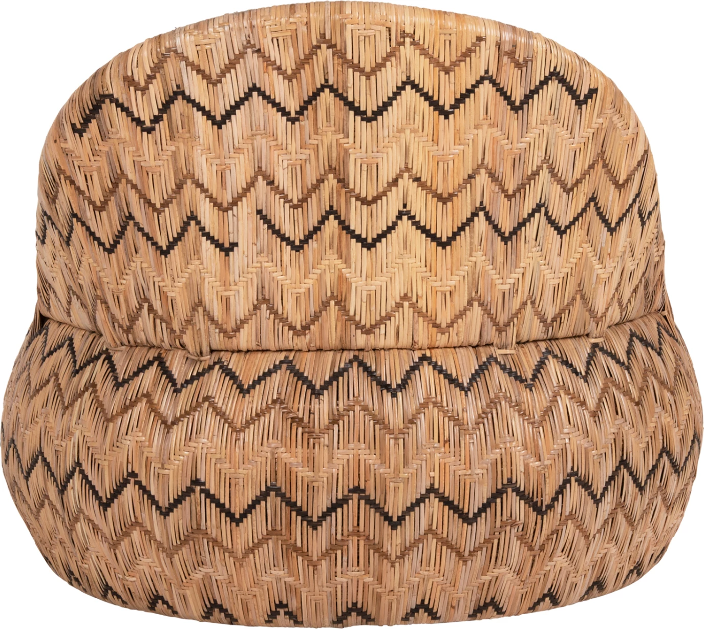 Okrogli naslanjač LADLON FH5992 iz ratana v naravni barvi - blazina v ecru 97x97x76H cm