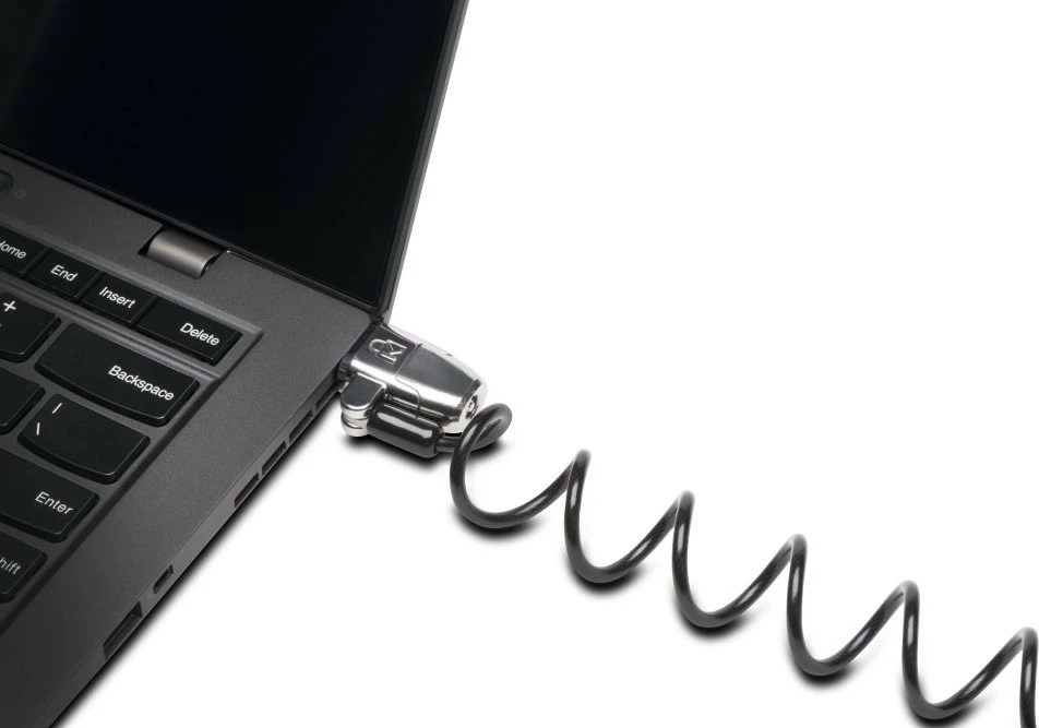 Varnostni kabel za prenosnik Kensington ClickSafe 2.0, 1,8 m, s ključem, črn/kovinski