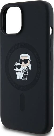 Silikonski ovitek za telefon MagSafe za iPhone 15/14/13, črn — Karl Lagerfeld Karl & Choupette