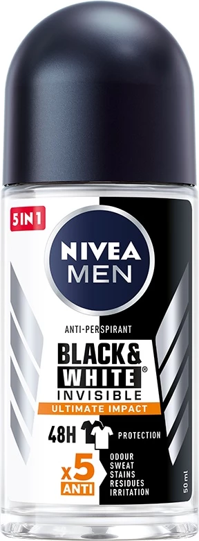 Antiperspirant roll-on za moške NIVEA MEN Black&White Invisible Ultimate Impact 50 ml