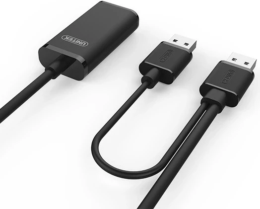 Konverter USB-A, 2x USB, 5,0 m, črn Unitek