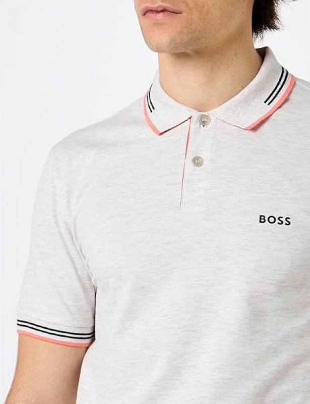 Majica polo Boss za moške, siva