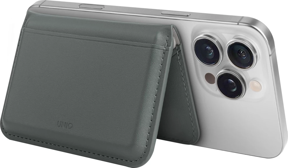 Magnetni ovitek z denarnico UNIQ Lyden DS, za iPhone z MagSafe, zelen