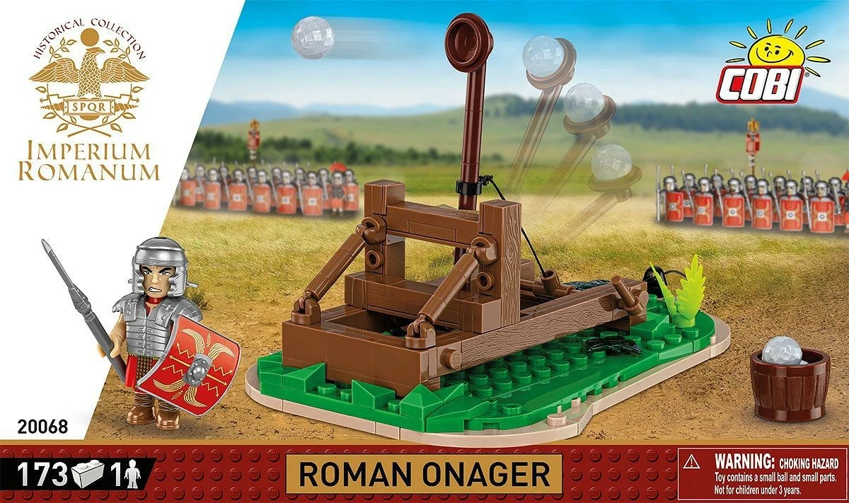 Set gradbenih igrač katapult Onager, Cobi Klocki Imperium Romanum, 173 kocke, z figuro legionarja