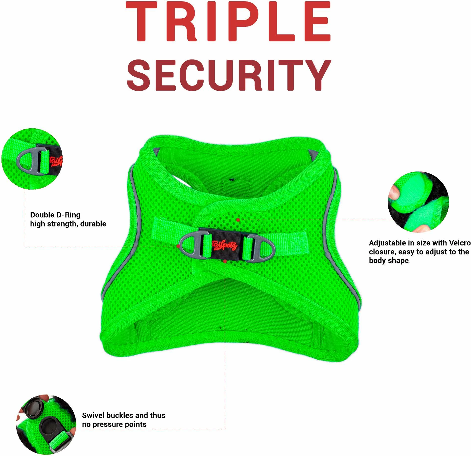 Oprsnica za psa Air-Mesh, Neo Green, Paws & Whiskers