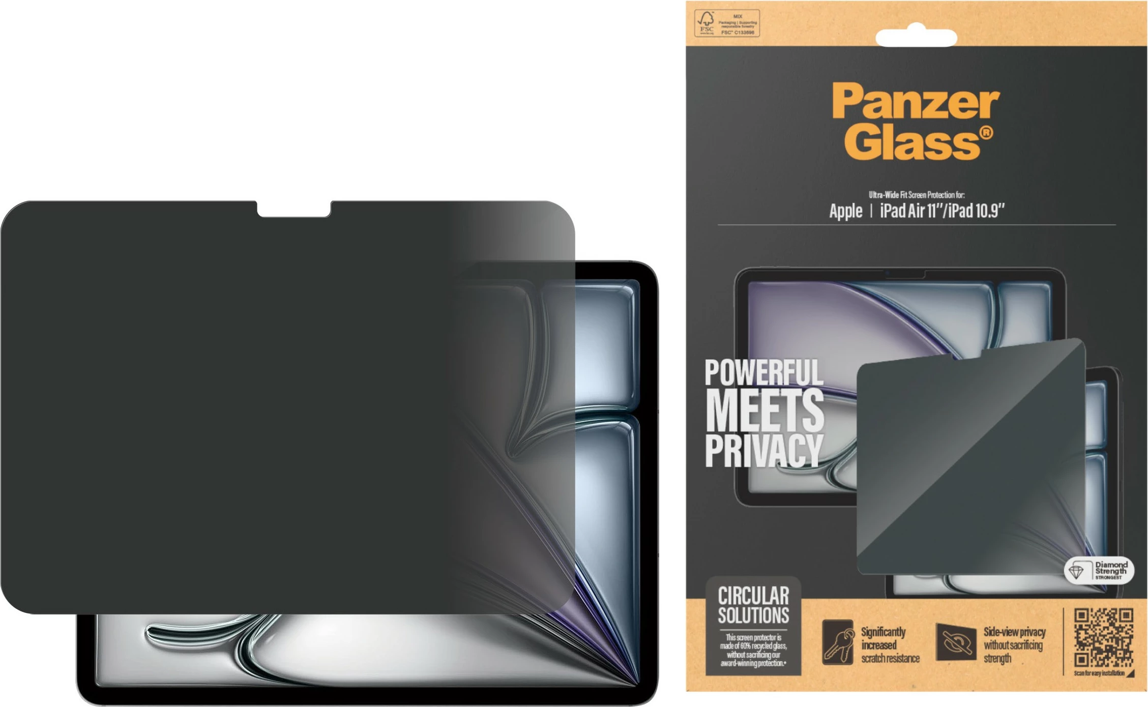 Zaščita zaslona PanzerGlass za iPad Air 11"/10.9", privacy, prosojna